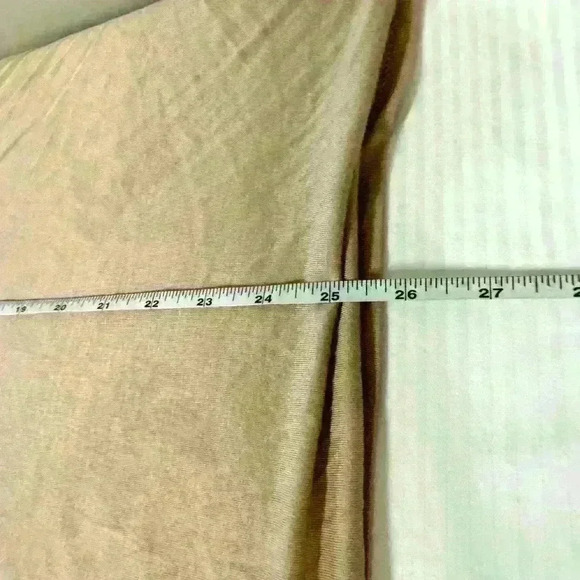 Taupe Tan Drape Front Blouse XL Long Sleeve Soft Neutral Minimalist Chic - Picture 7 of 8